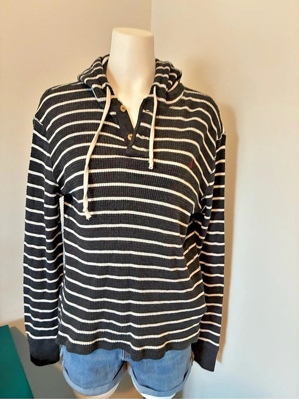 Polo by Ralph Lauren Striped Cotton Hoodie Size Medium Like New